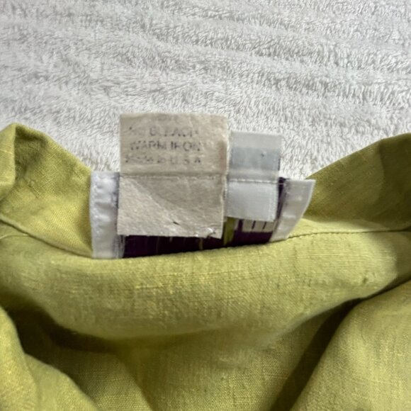 Harper Greer Womens Lime Green Linen Button-Down Long Sleeve Tunic Shirt Top XL - Picture 4 of 7